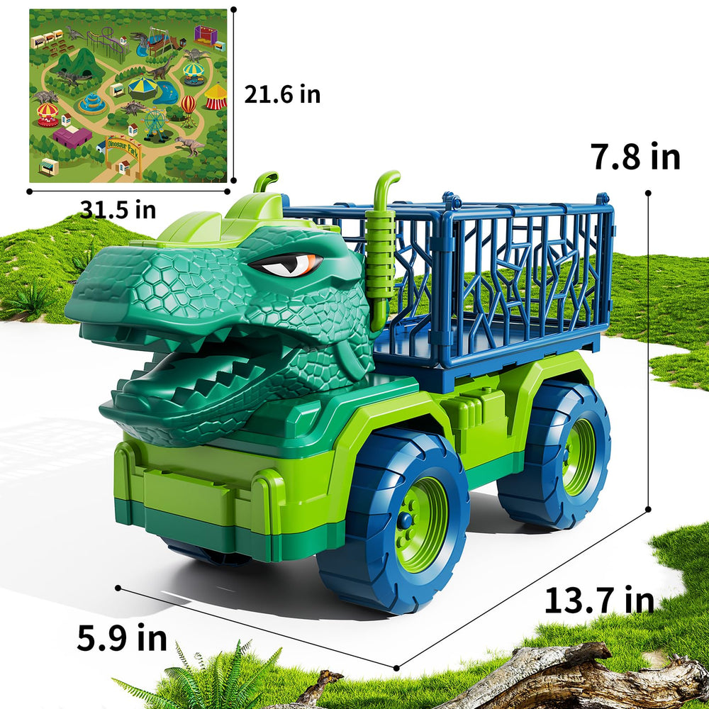 TEMI truck cargo cage open for easy dinosaur toy loading