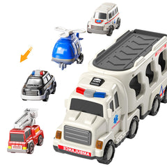 TEMI fire truck toy invites dynamic play, teaching color and function recognition.