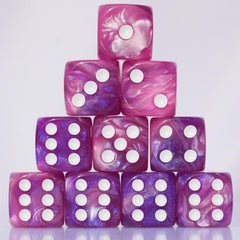 Ten-piece 10 PC D6 dice set in pink and blue for smooth RPG rolls