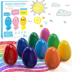 Tencoz 9-color egg crayons with an easy-grip design for toddlers.