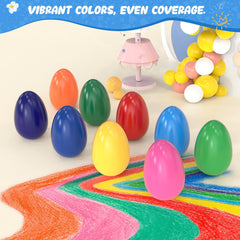 Tencoz egg crayons are washable for quick cleanup after art.