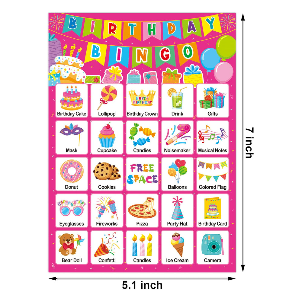 TENDFINE pink princess bingo cards, large 5.1 x 7.1 inches, easy to handle