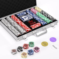 TENETMAN Texas Holdem poker chips set displayed in full, 500-piece kit for home games.