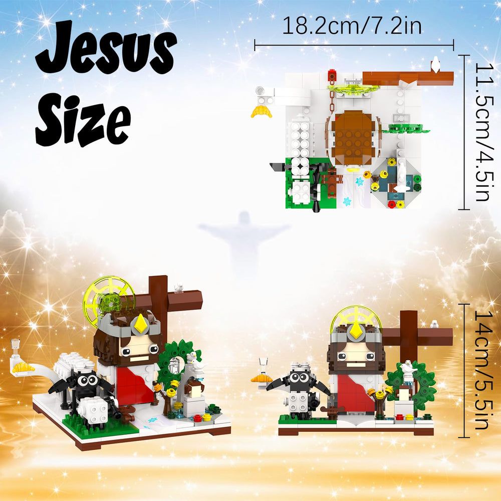 Tenhorses Jesus building blocks bible-base close-up for educational storytelling and classroom displays.