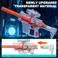 Tentam Gel Ball Blaster transparent drum magazine demonstrates high-capacity, continuous-fire capability.