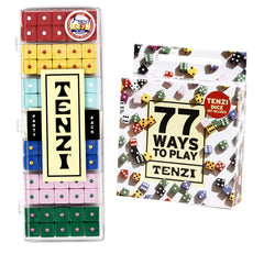 TENZI Party Pack box and dice showcased for quick, competitive family games.