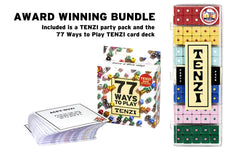 Six sets of TENZI colored dice invite fast play and clear scoring.