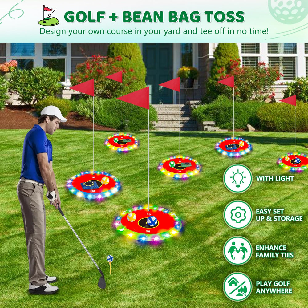 TERRAMUS Light Up Golf Play Set includes 18 balls for varied play.