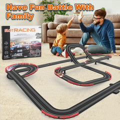 Teslala straight track rails provide stable, fast straightaways for precise laps.