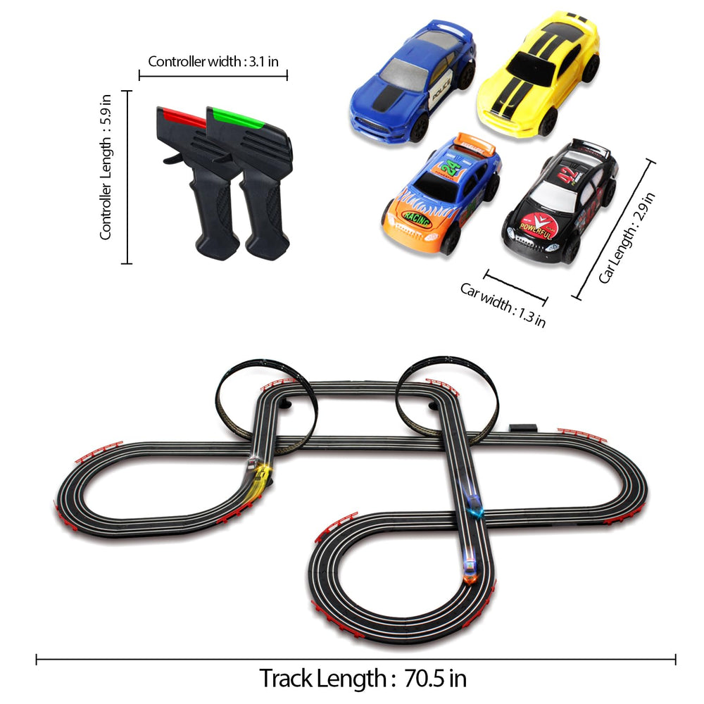 Locking system helps keep cars on track during play.