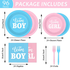 Tevxj 96-pcs gender reveal napkins 13-inch absorbent for tidy mess control