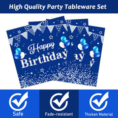 Tevxj birthday napkins navy blue and silver for stylish cleanup