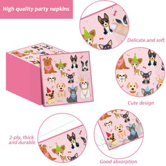 Tevxj puppy napkins pink to match paw print decor.