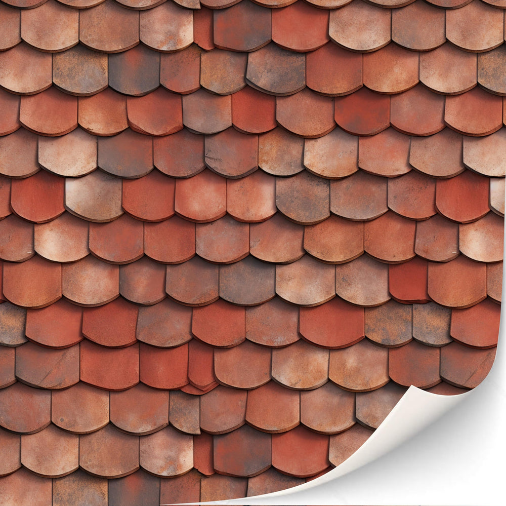 TexturKontor clay roof tiles on a dollhouse roof, easy self-adhesive application