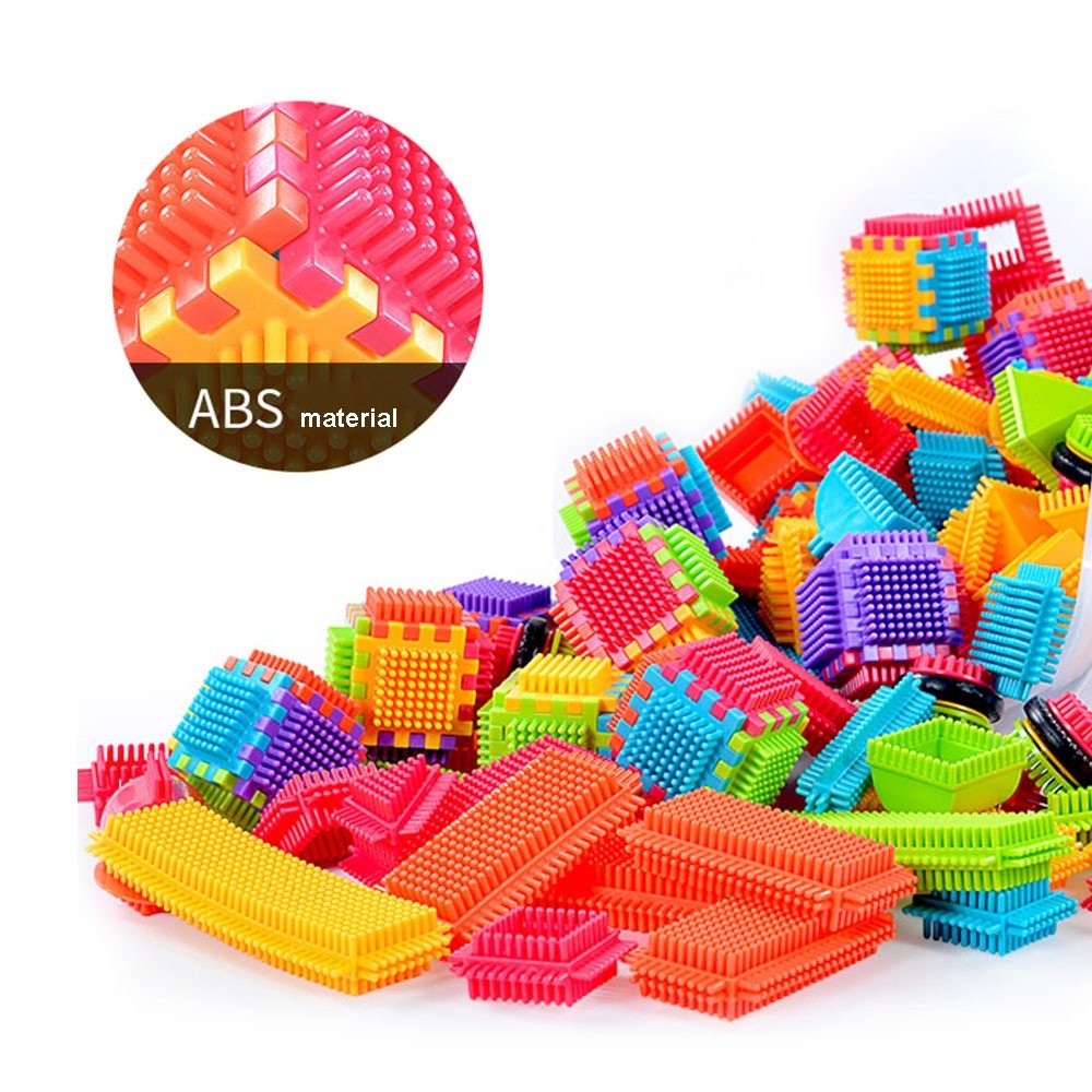 Teytoy Bristle Shape Blocks durable plastic withstands active toddler play.