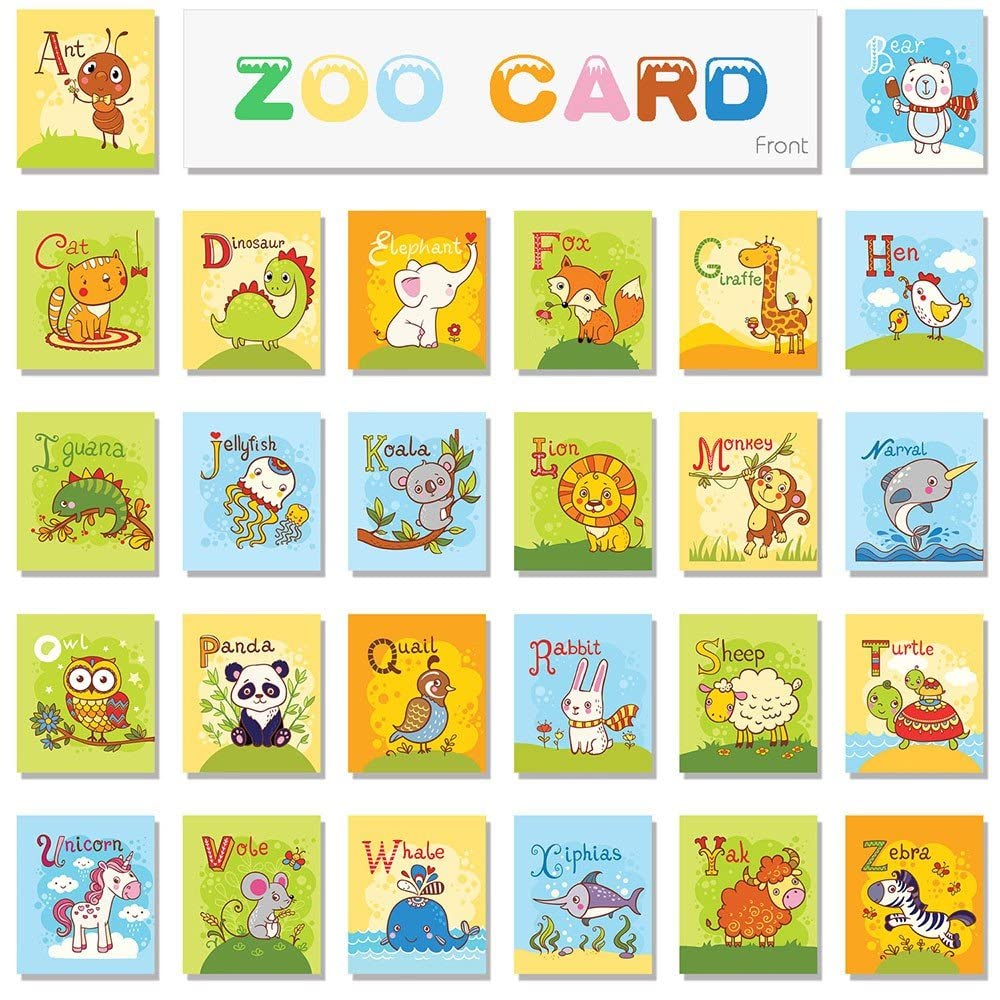 TEYTOY Zoo Series animal illustrations on cards, bright and engaging