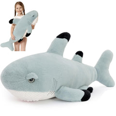 Tezituor 32inch great white shark plush with lifelike face for imaginative play