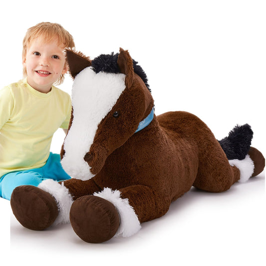 Tezituor 35-inch horse plush full-length, ideal for hugs and cuddling.