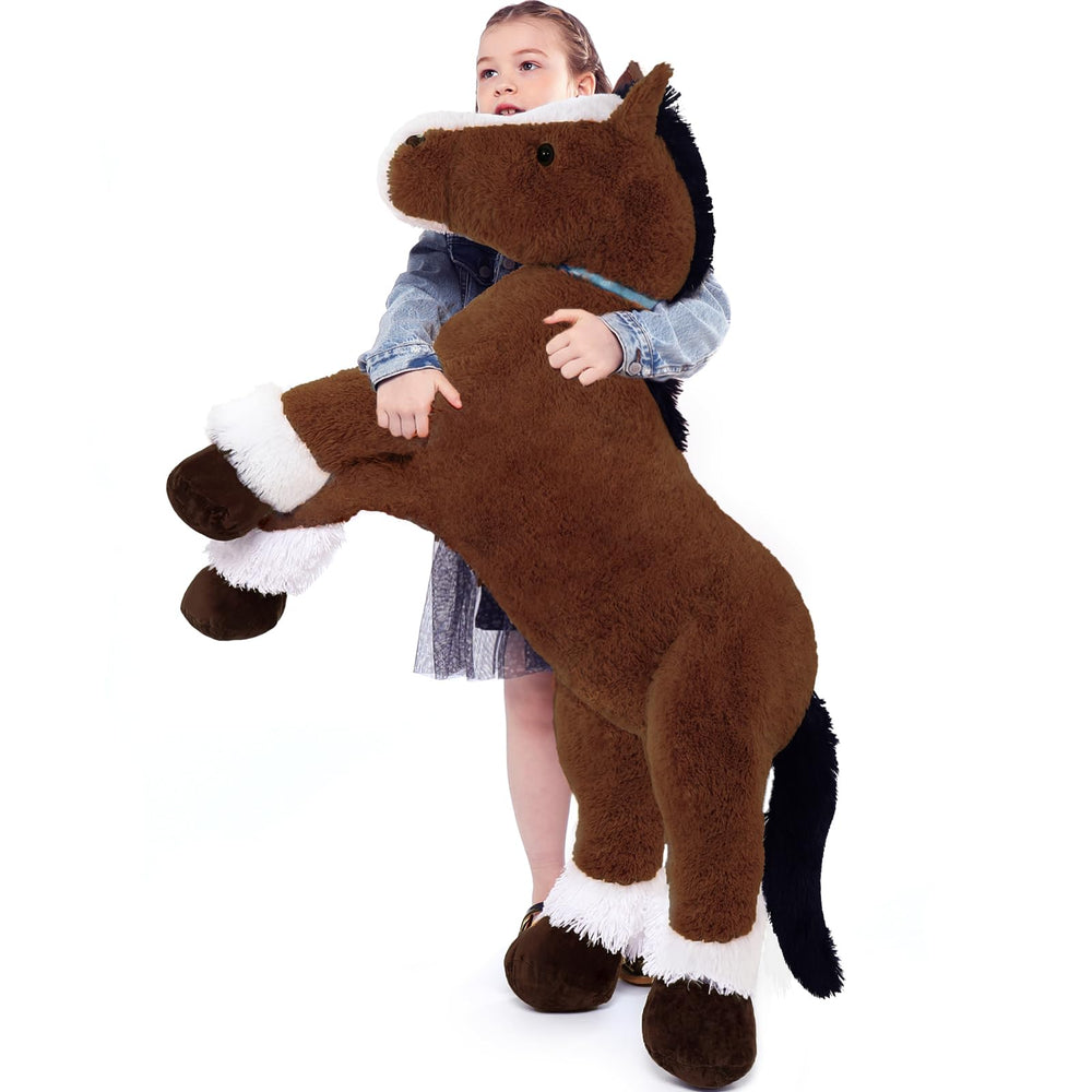 Tezituor 4ft realistic horse plush for cuddling on the sofa or bed.