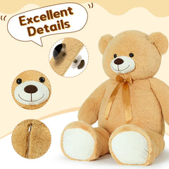 Tezituor giant teddy bear packaging shows how to fluff to full size