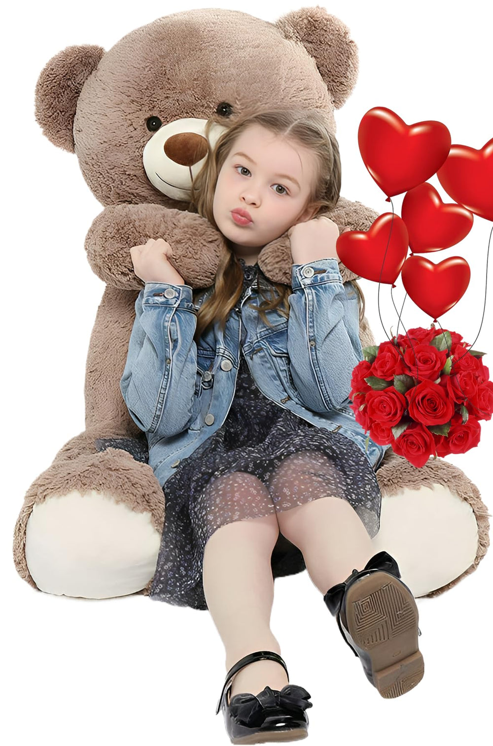 Tezituor 40-inch giant teddy bear in a cozy bedroom, ready for hugs.