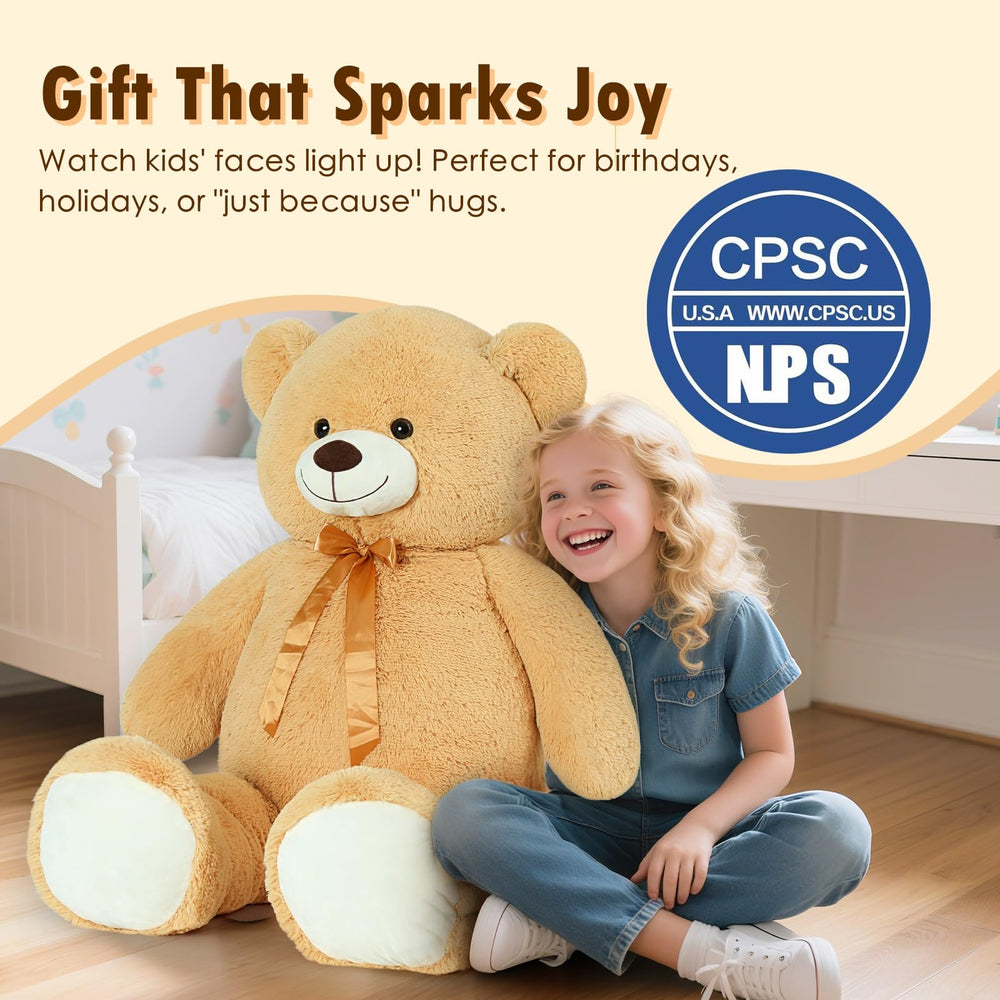 Tezituor brown teddy bear with satin ribbon adds charm.
