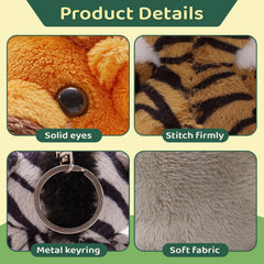 Tezituor zebra mini plush keychain colorful accent for backpacks and gifts.