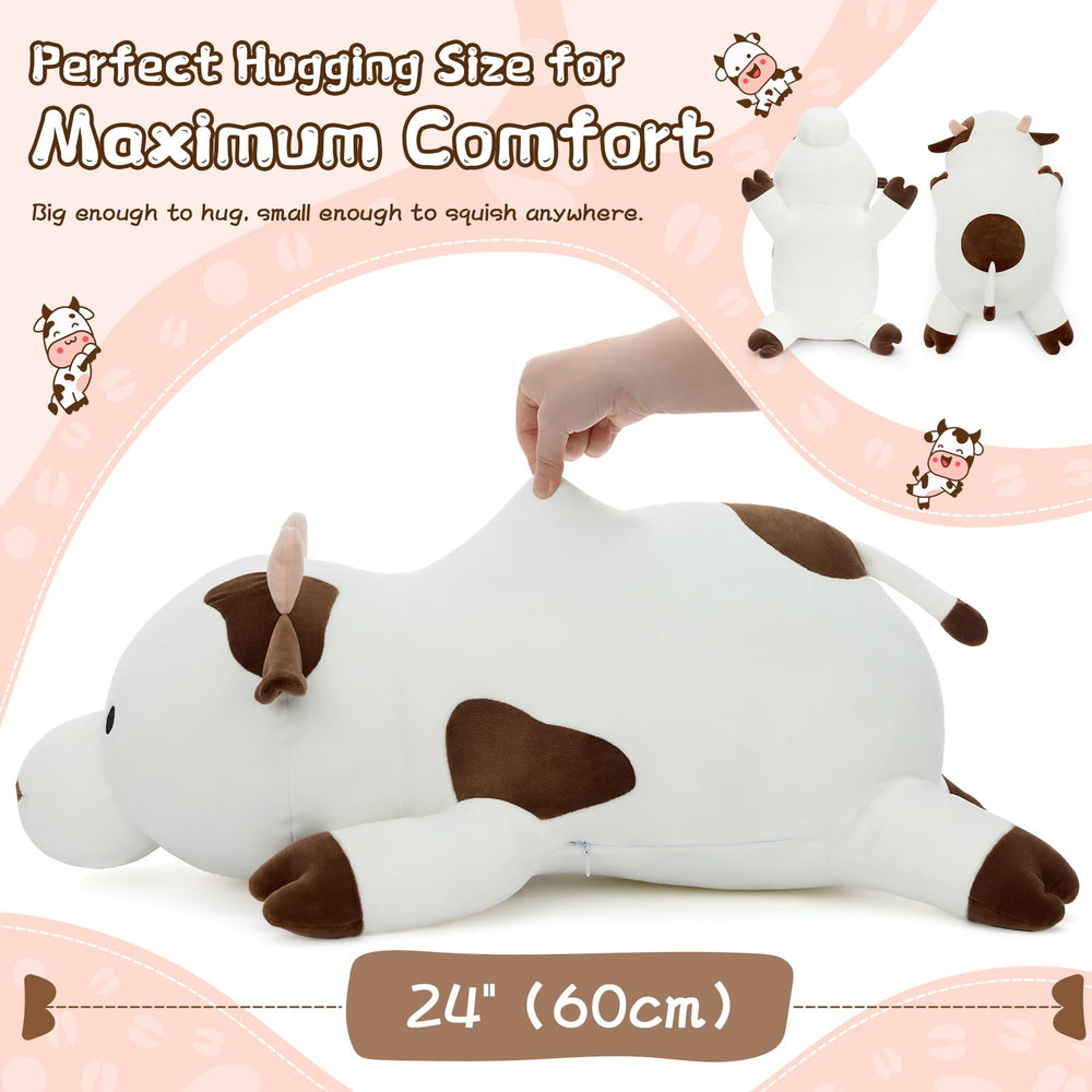 Tezituor cow plush close-up face detail with spots and floppy ears.