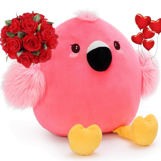 Tezituor Easter pink flamingo stuffed animal for cuddles and imaginative play.