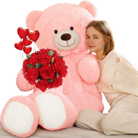 Tezituor giant pink teddy bear front view for cozy room decor and hugs.