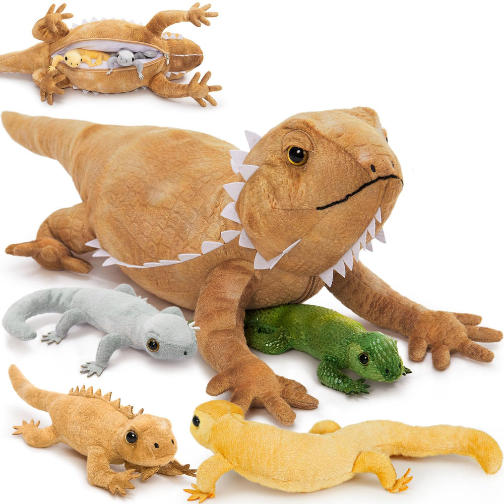 Tezituor lizard stuffed animal mommy with four babies for engaging family play