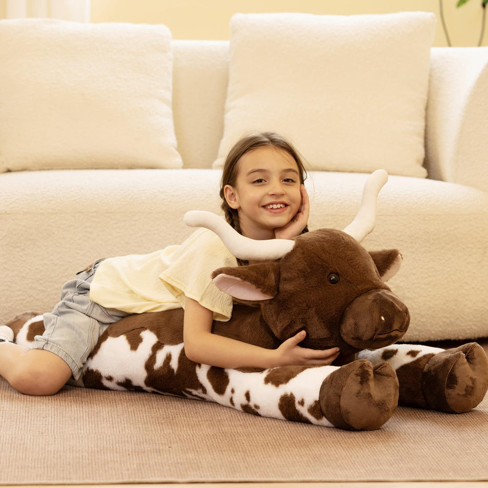 Tezituor longhorn cow plush belly zipper for easy cleaning.