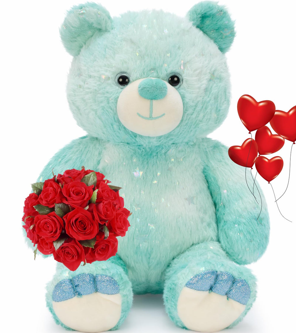 Tezituor Rainbow Bear plush with glitter fur for cozy cuddles and vibrant decor.