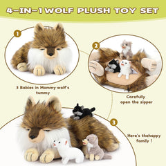 Tezituor wolf family display on bed adds warm decor
