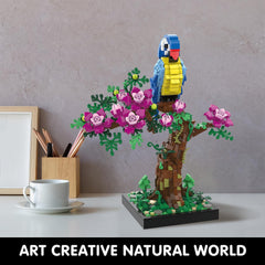TG BLOCKS Flower parrot set measures 12.7 cm long and 12 cm wide