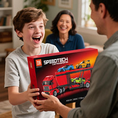 TG BLOCKS Micro Brick Car Transporter ideal gift for builders and car lovers.