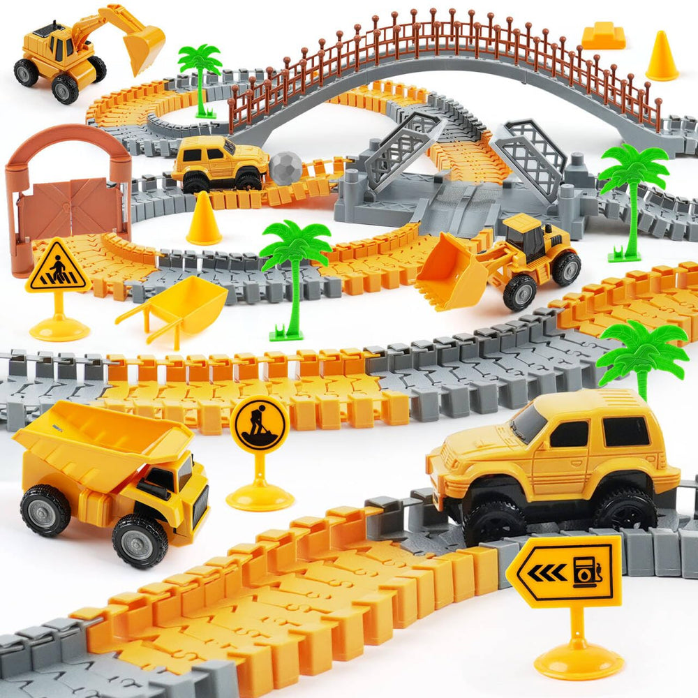 TGJH construction race car track set assembly for hands-on engineering play