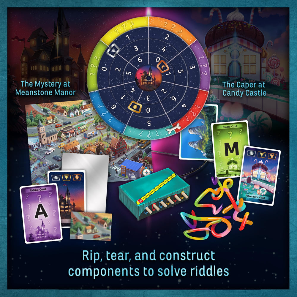 EXIT: The Game Meanstone Manor components invite tactile clue discovery and puzzle solving.