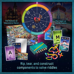 EXIT: The Game Meanstone Manor components invite tactile clue discovery and puzzle solving.