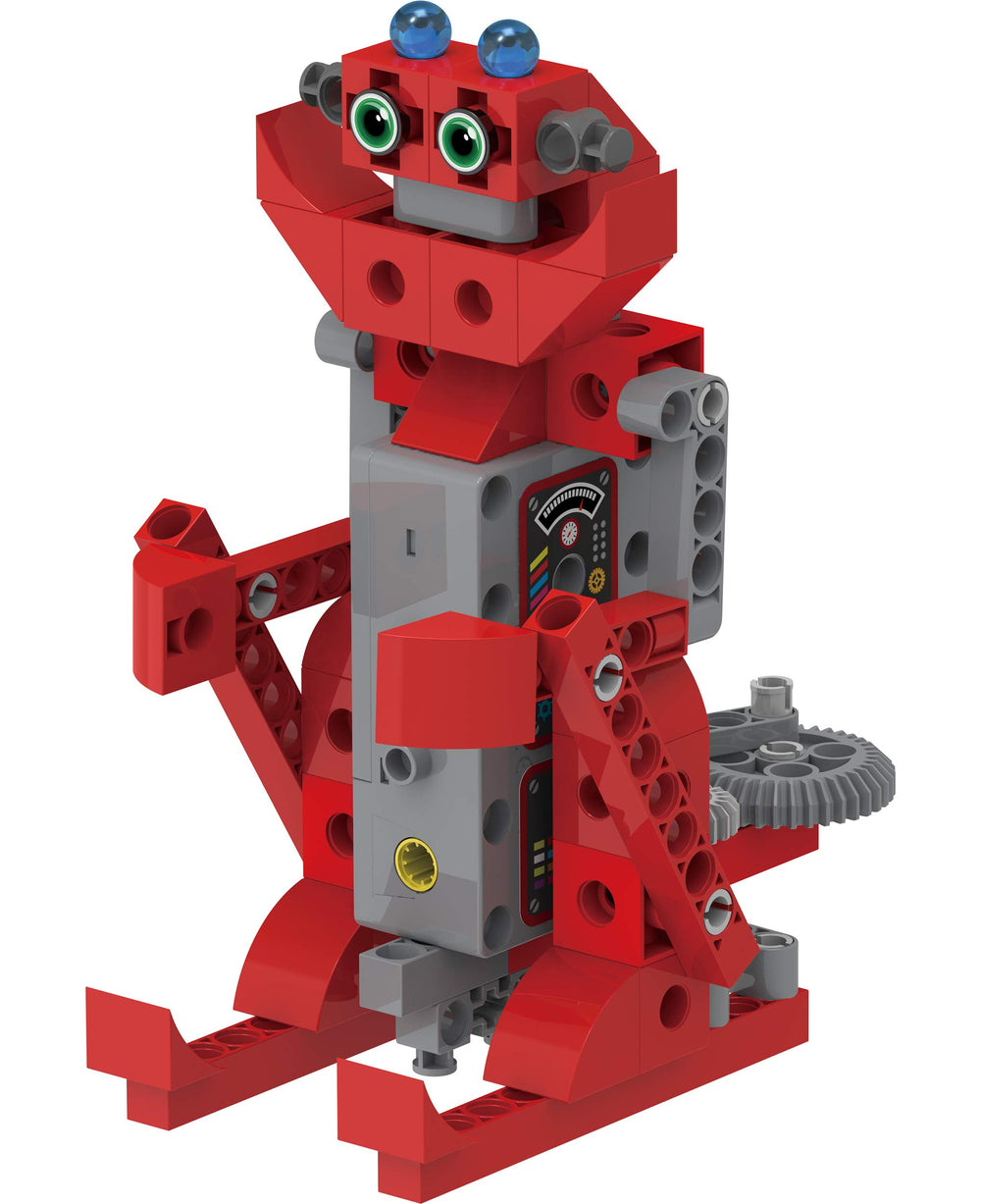 Thames & Kosmos Kids First Robot Factory eight-motorized-models: varied actions demonstrate simple engineering concepts.