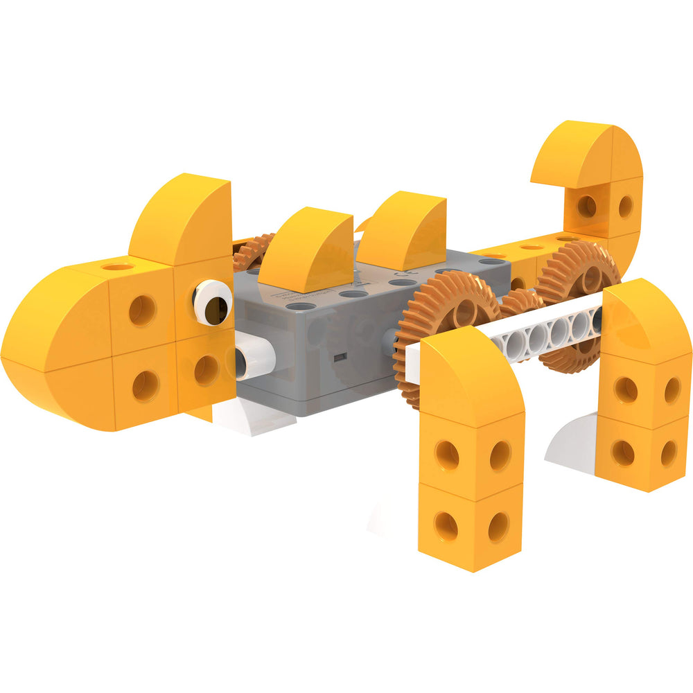 Thames & Kosmos Kids First Robot Pet Shop turtle model teaches sequencing and cause-and-effect through movement.