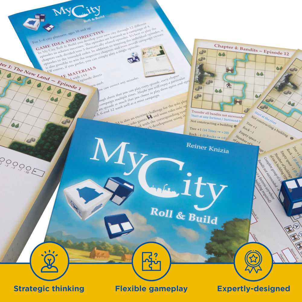 Thames and Kosmos My City Roll and Build 12 varied episodes offer diverse mechanics and replay value.