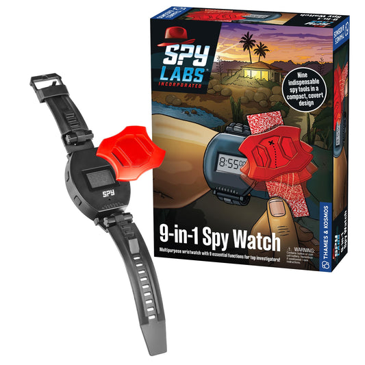 Thames & Kosmos Spy Labs 9-in-1 Watch front view for quick time checks and briefing.