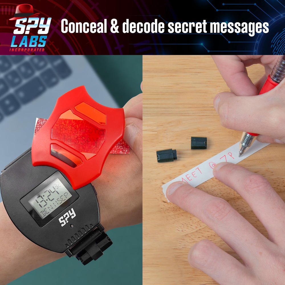 Thames & Kosmos Spy Labs red film and secret messages for discreet communication.