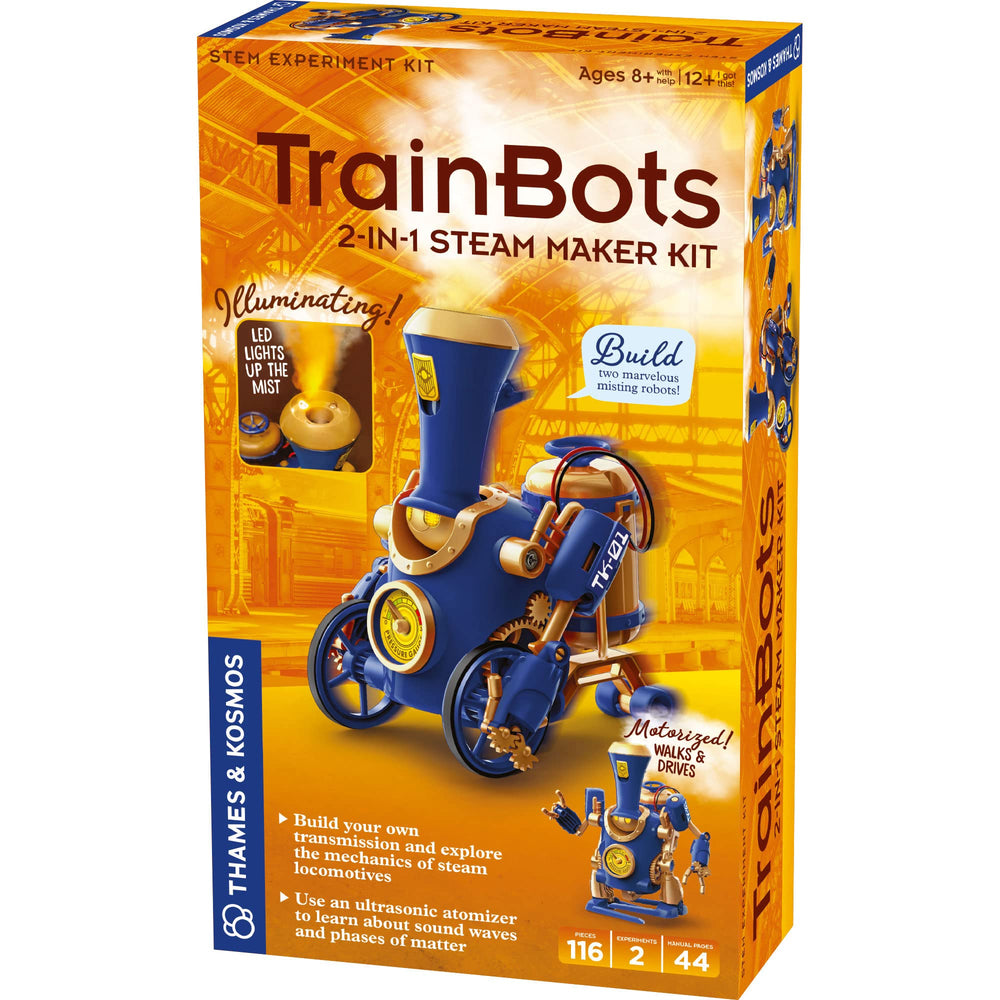 Thames & Kosmos TrainBots rolling train front view for hands-on STEM play