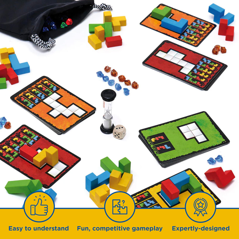 Durable plastic pieces stand up to frequent use and travel
