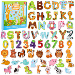 Thboxes 52pcs fridge magnets with animals and letters for early learning