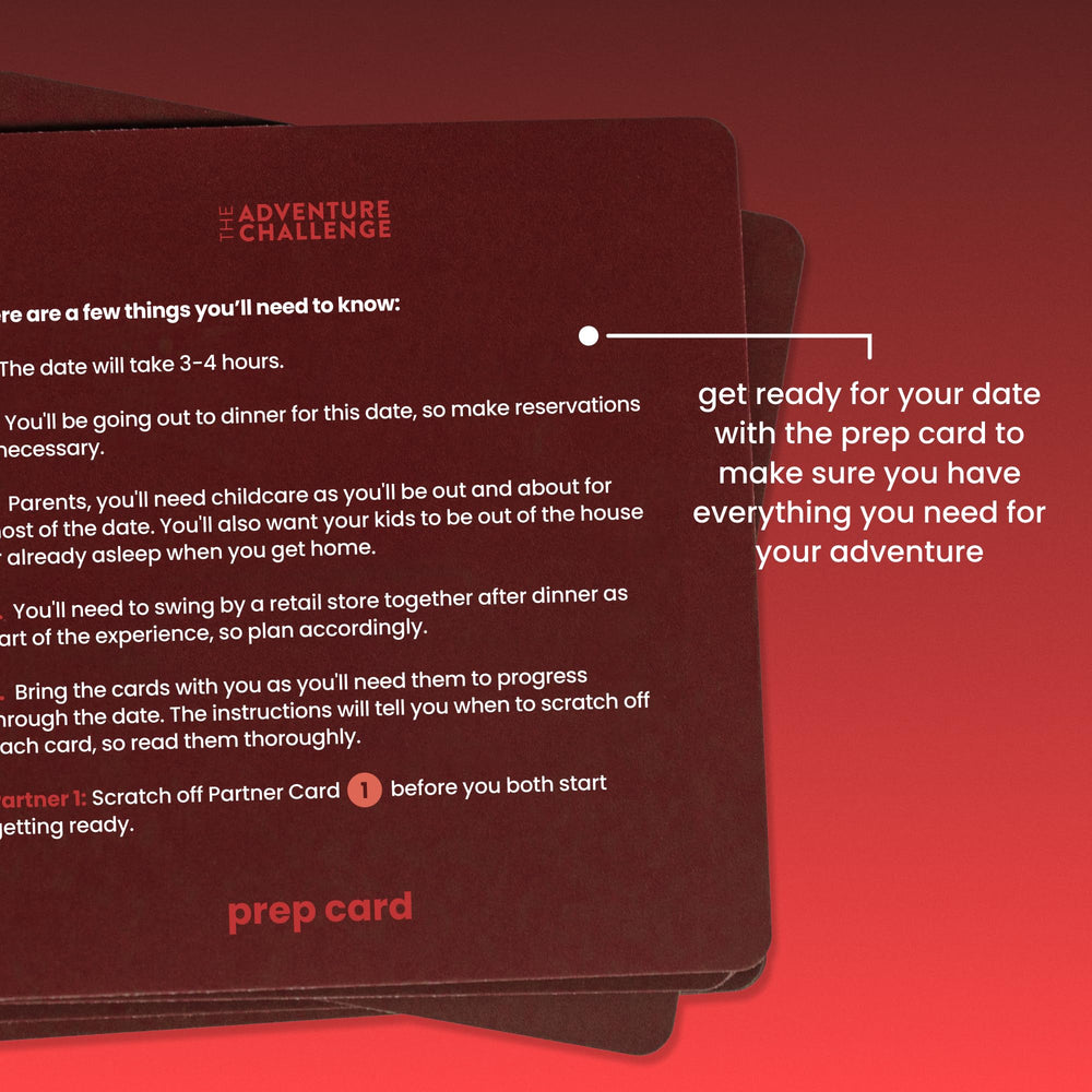 The Adventure Challenge connection questions spark meaningful talk during a 3–4 hour date.