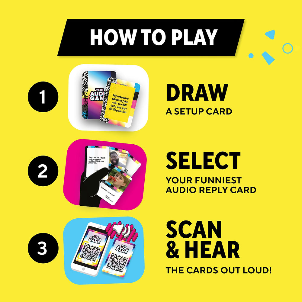 The Audio Game reply cards show scan prompts for quick laughs