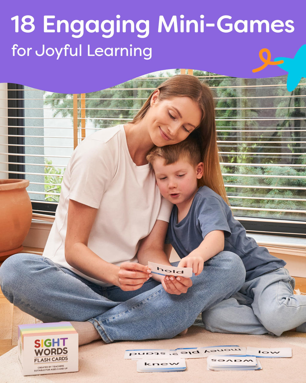 Classroom and family study setup using The Bambino Tree flash cards.